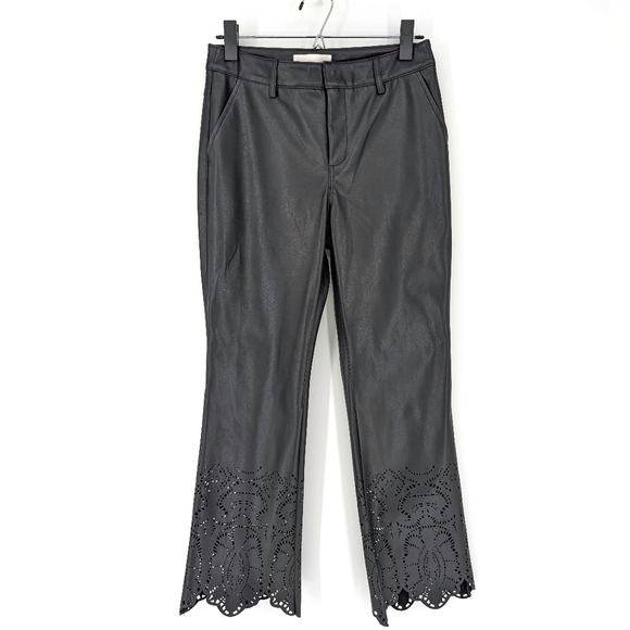 Anthropologie Faux Leather Trousers Cropped Pants - Picture 2 of 8